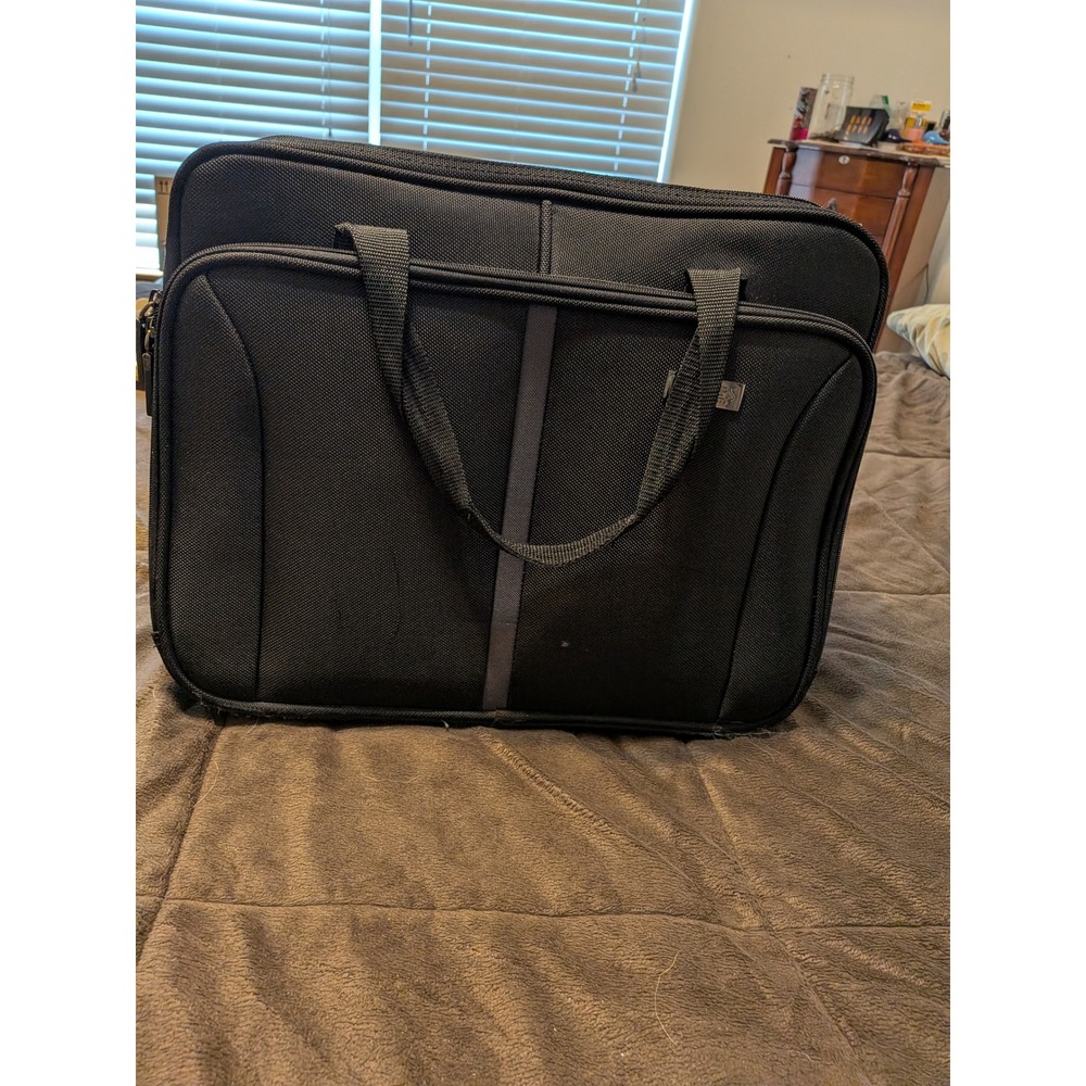 Chaps Black Rolling Laptop Briefcase Ballistic Nylon Travel Business Bag